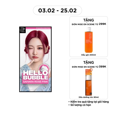MISE EN SCÈNE Bọt Kem Nhuộm Tóc mise en scène Hello Bubble 100g .# 7P Sahara Rose Pink Màu Đỏ Hồng