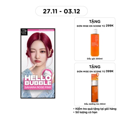 MISE EN SCÈNE Bọt Kem Nhuộm Tóc mise en scène Hello Bubble 100g .# 7P Sahara Rose Pink Màu Đỏ Hồng