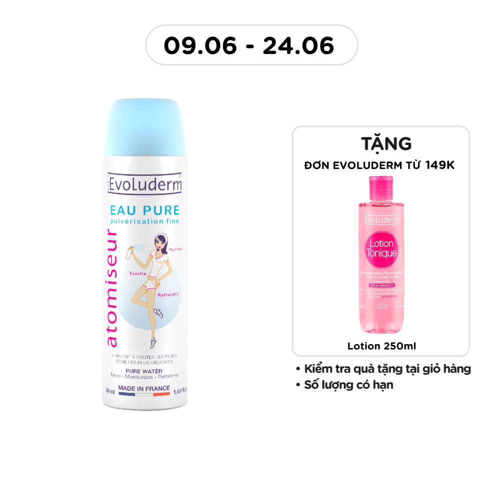 Xịt Khoáng Evoluderm Cấp Ẩm Làm Dịu Da Pure Water 50ml