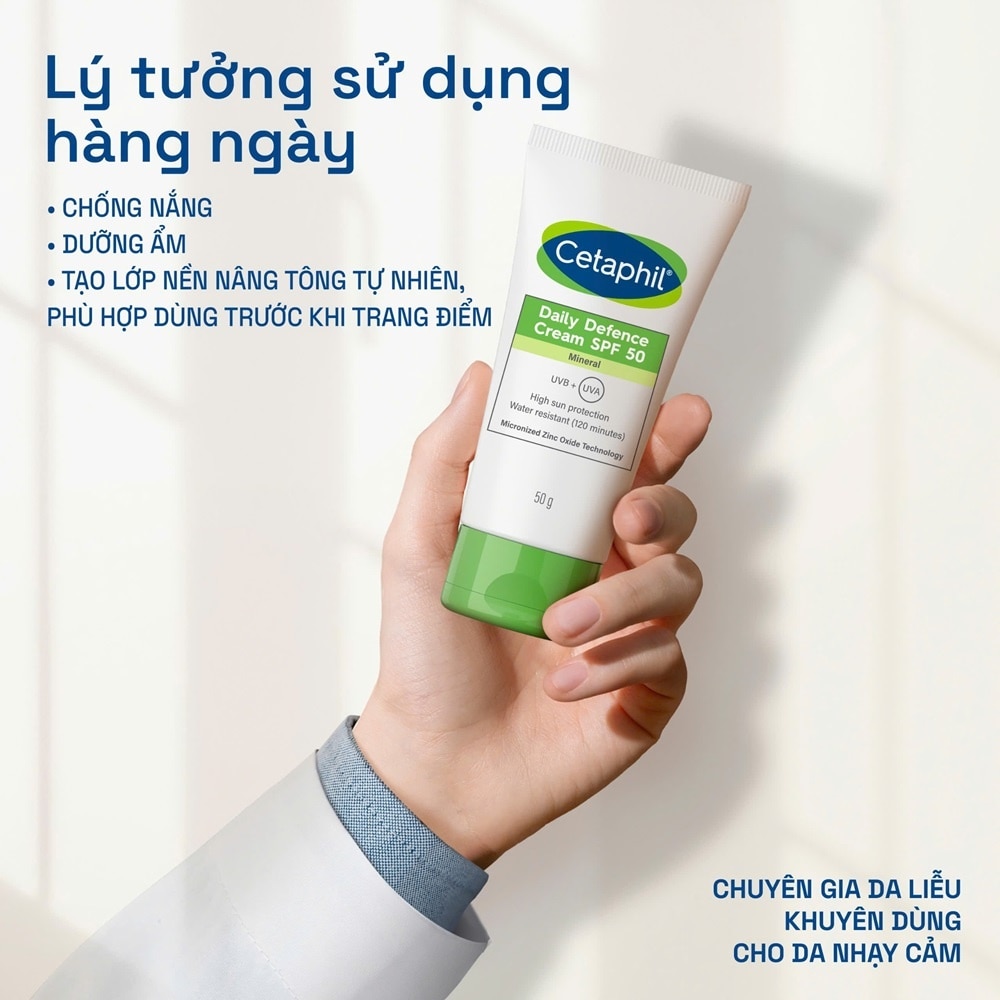 Kem Dưỡng Ẩm Chống Nắng Hàng Ngày Cetaphil Daily Defense Cream SPF50 50g