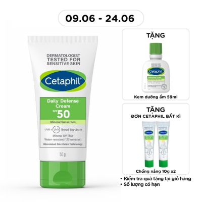 CETAPHIL - Kem Dưỡng Ẩm Chống Nắng Hàng Ngày Cetaphil Daily Defense Cream SPF50 50g