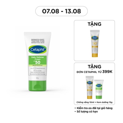 CETAPHIL Kem Dưỡng Ẩm Chống Nắng Hàng Ngày Cetaphil Daily Defense Cream SPF50 50g