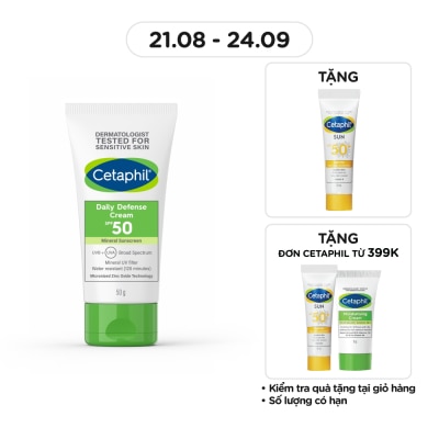 CETAPHIL Kem Dưỡng Ẩm Chống Nắng Hàng Ngày Cetaphil Daily Defense Cream SPF50 50g
