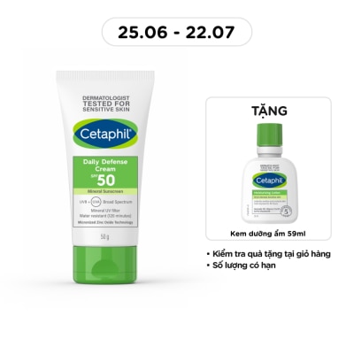 CETAPHIL - Kem Dưỡng Ẩm Chống Nắng Hàng Ngày Cetaphil Daily Defense Cream SPF50 50g