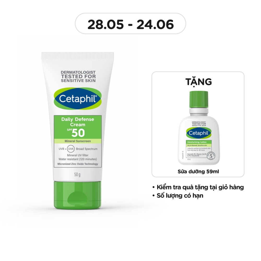 Kem Dưỡng Ẩm Chống Nắng Hàng Ngày Cetaphil Daily Defense Cream SPF50 50g