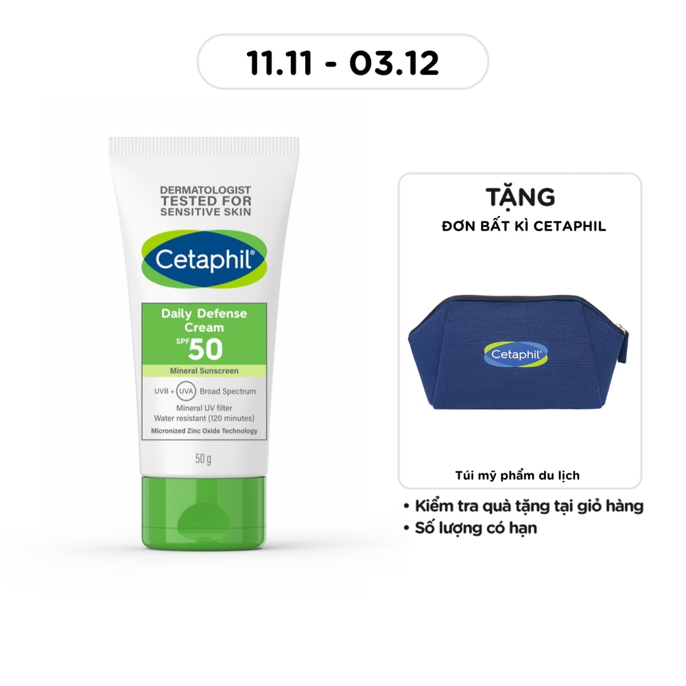 Kem Dưỡng Ẩm Chống Nắng Hàng Ngày Cetaphil Daily Defense Cream SPF50 50g