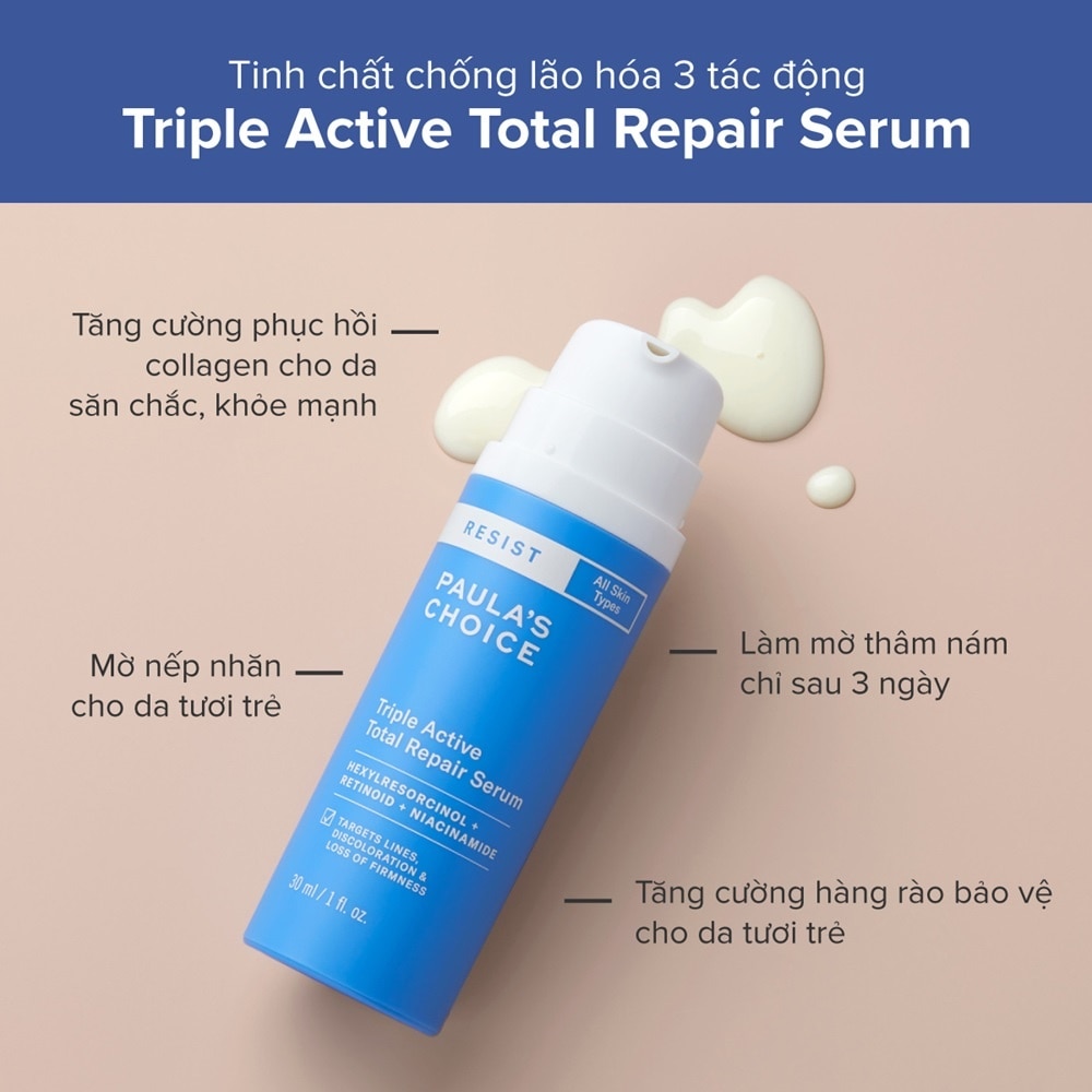 Tinh Chất Paula'S Choice Mờ Thâm Nám, Giảm Nếp Nhăn Resist Triple Active Total Repair Serum 30ml