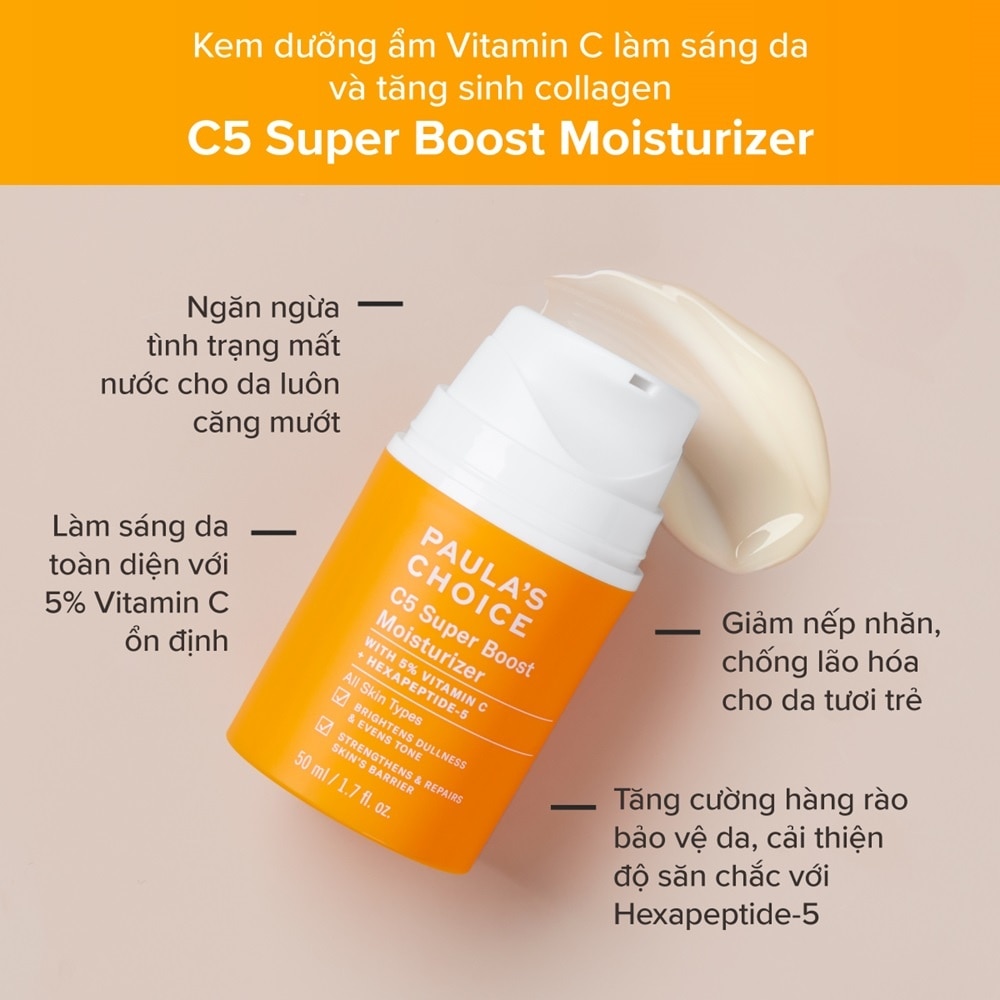 Kem Dưỡng Paula's Choice Làm Sáng Da, Tăng Sinh Collagen C5 Super Boost Moisturizer 50ml