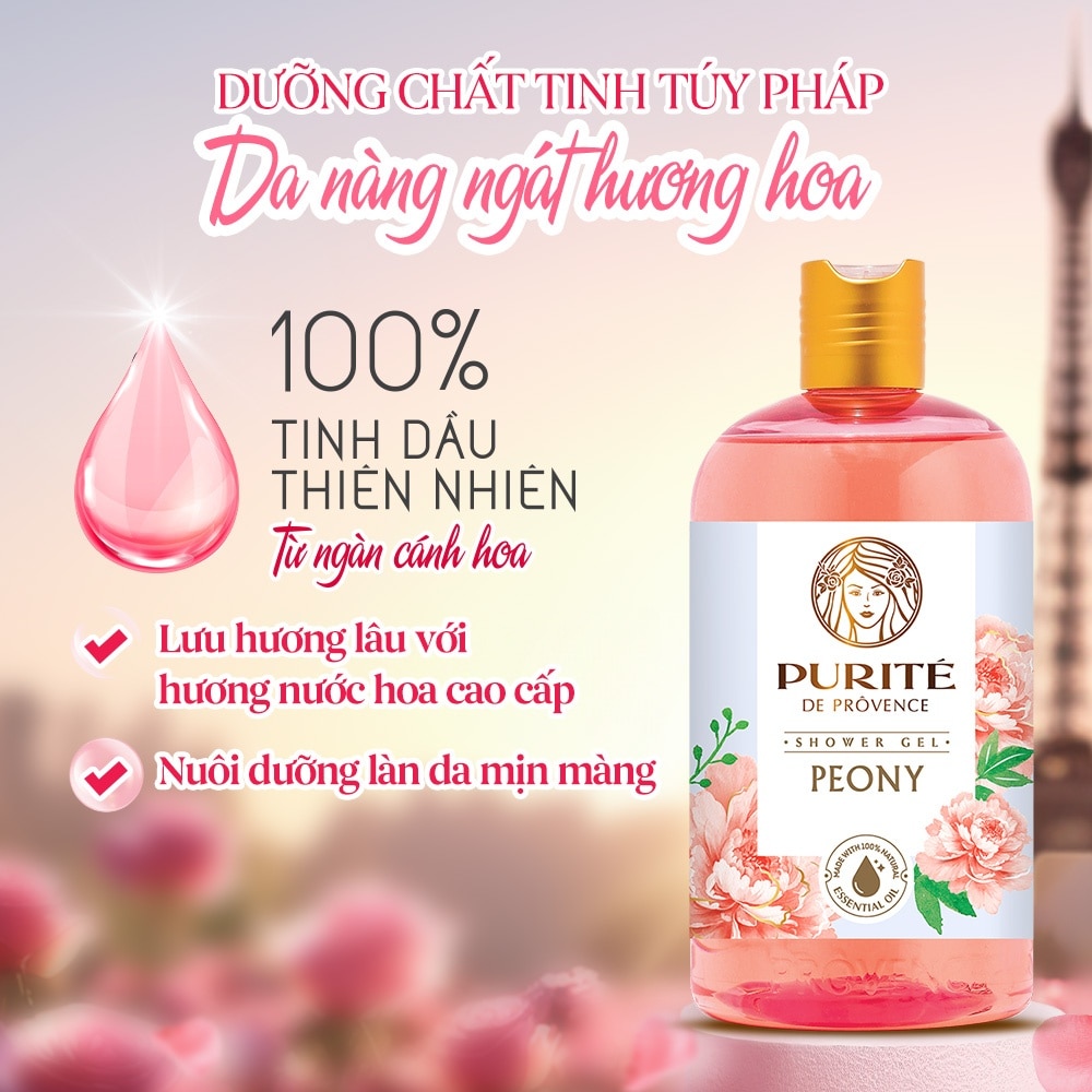 Sữa Tắm Purite Hoa Mẫu Đơn 500ml