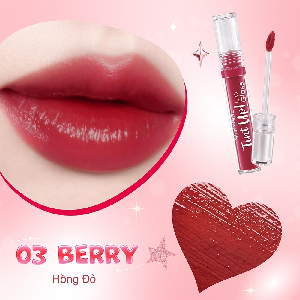 Son Bóng Silkygirl Tint Up! Lip Glass 3g .#03 Berry Hồng Đỏ