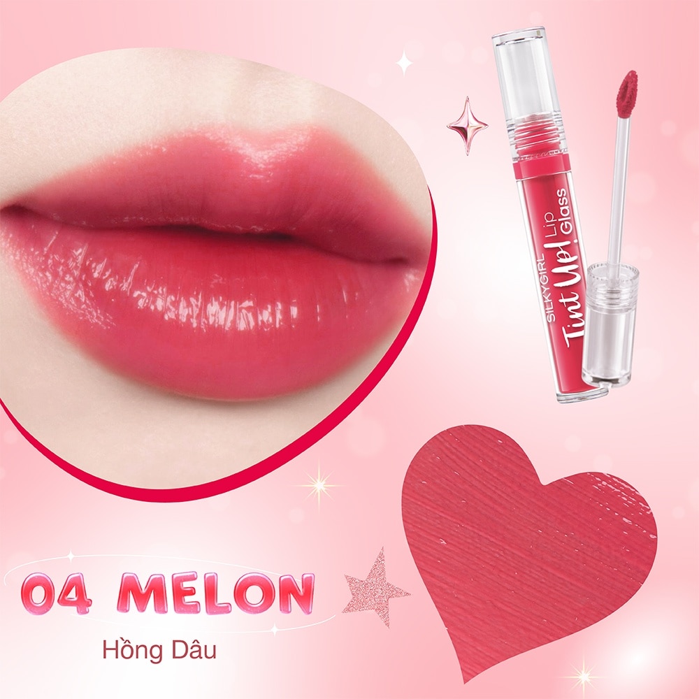 Son Bóng Silkygirl Tint Up! Lip Glass 3g .#04 Melon Hồng Dâu