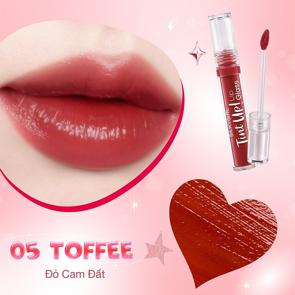 Son Bóng Silkygirl Tint Up! Lip Glass 3g .#05 Toffee Cam Đất