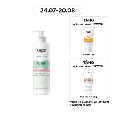 EUCERIN Gel Rửa Mặt Eucerin Cho Da Mụn ProAcne Solution 3X Treatment ++ Gel To Foam Cleanser 400ml