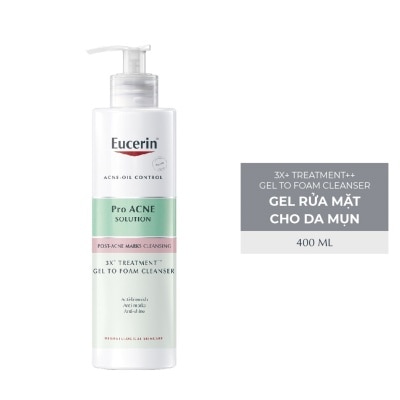 EUCERIN Gel Rửa Mặt Eucerin Cho Da Mụn ProAcne Solution 3X Treatment ++ Gel To Foam Cleanser 400ml