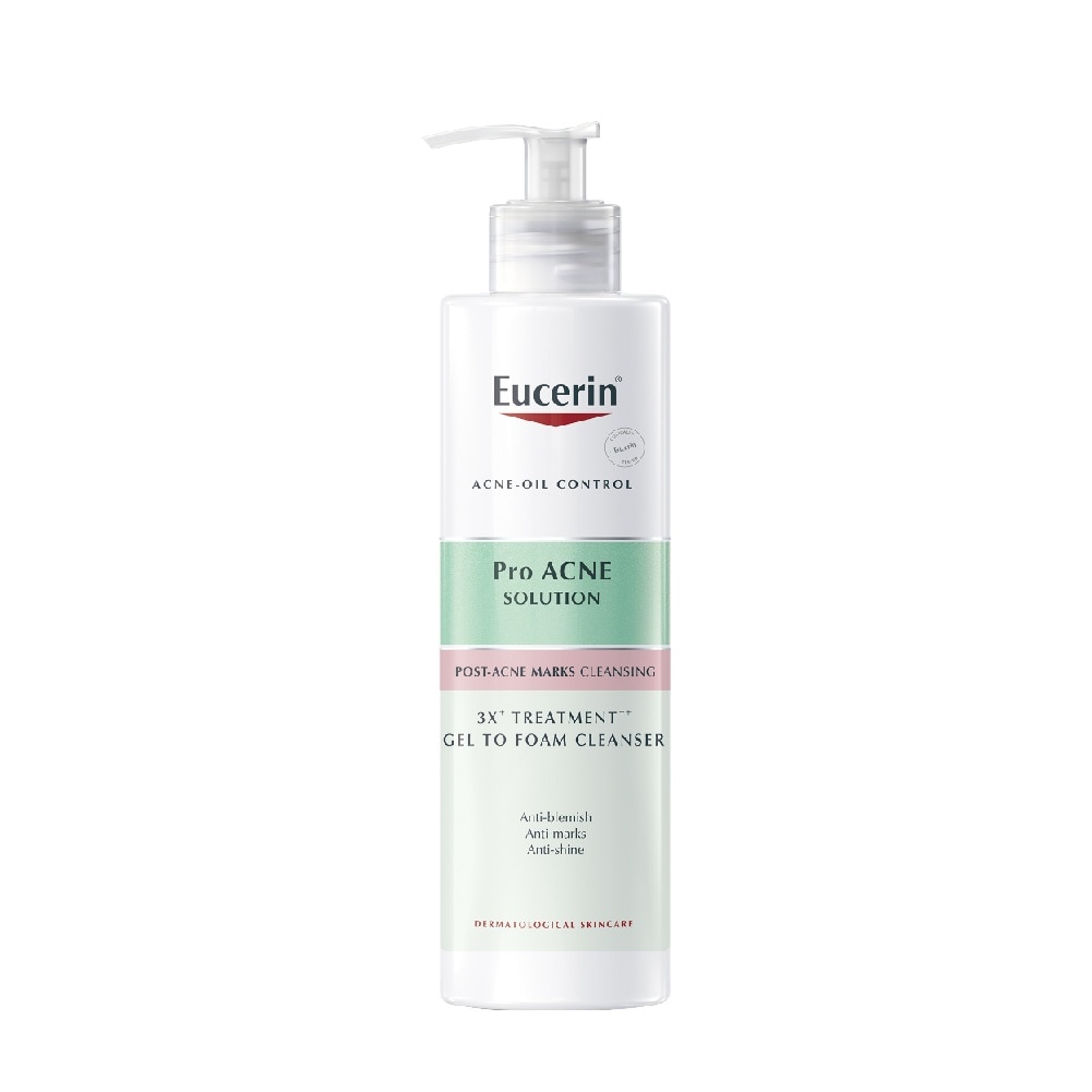 Gel Rửa Mặt Eucerin Cho Da Mụn ProAcne Solution 3X Treatment ++ Gel To Foam Cleanser 400ml