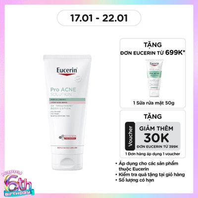 EUCERIN Kem Dưỡng Thể Eucerin Cho Da Mụn & Thâm ProAcne Solution 3X Treatment ++ Body Lotion 200ml