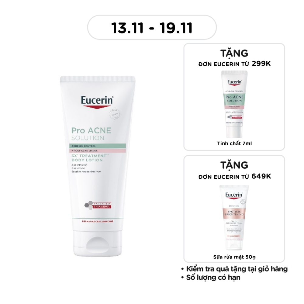Kem Dưỡng Thể Eucerin Cho Da Mụn & Thâm ProAcne Solution 3X Treatment ++ Body Lotion 200ml