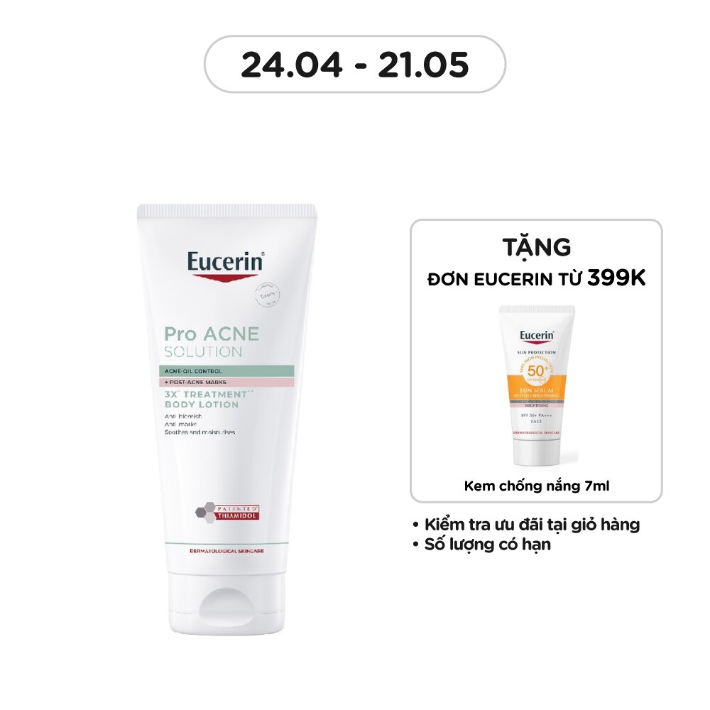 Kem Dưỡng Thể Eucerin Cho Da Mụn & Thâm ProAcne Solution 3X Treatment ++ Body Lotion 200ml