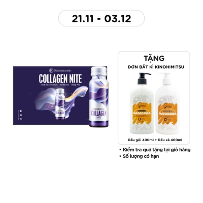 KINOHIMITSU Thực Phẩm Bổ Sung Nước Uống Kinohimitsu Chống Lão Hoá, Giúp Ngủ Ngon Collagen Nite 50gx10pcs