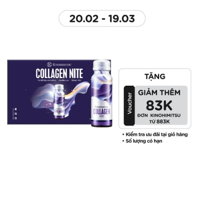 KINOHIMITSU Thực Phẩm Bổ Sung Nước Uống Kinohimitsu Chống Lão Hoá, Giúp Ngủ Ngon Collagen Nite 50gx10pcs