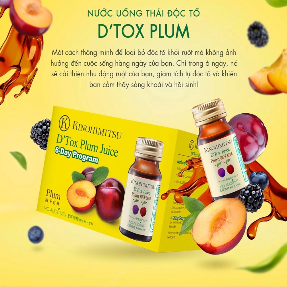 Thực Phẩm Bổ Sung Nước Uống Kinohimitsu Thải Độc, Tăng Cường Miễn Dịch D’Tox Plum Juice 30gx6pcs