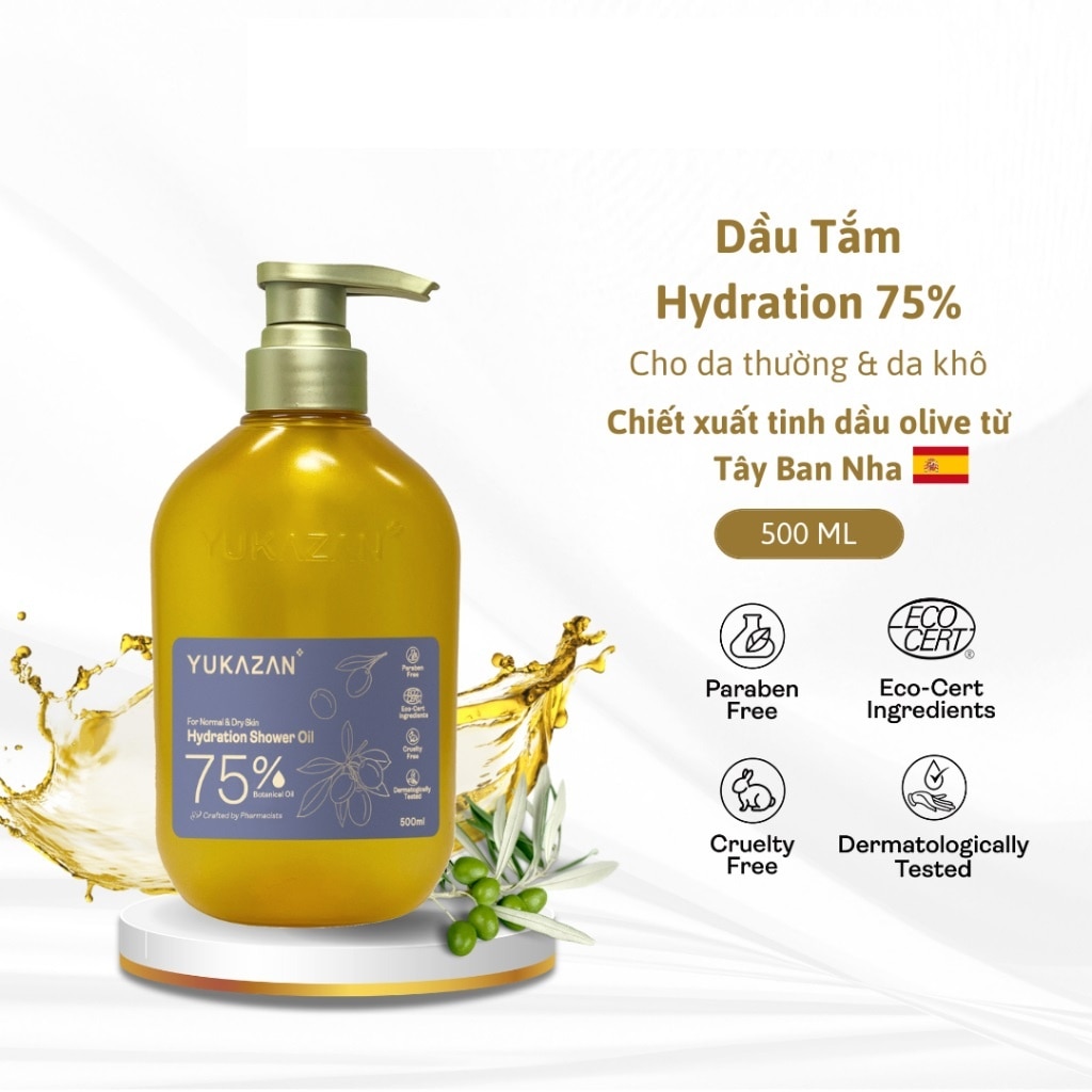 Dầu Tắm Yukazan Hydration Shower Oil 75% 500ml