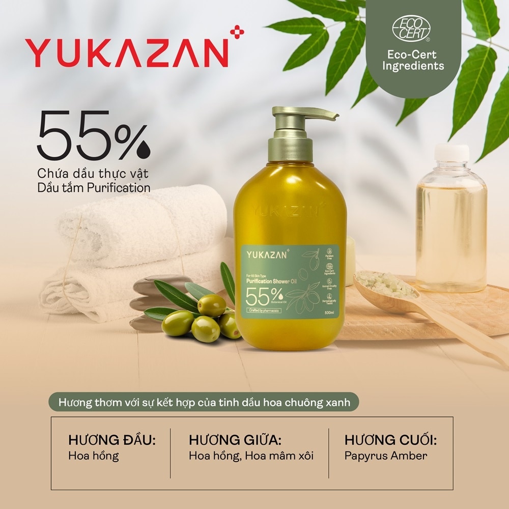 Dầu Tắm Yukazan Purification Shower Oil 55% 500ml