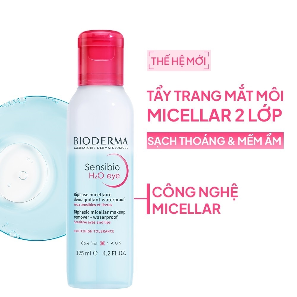 Nước Tẩy Trang 2 Lớp Dành Cho Mắt và Môi Bioderma Sensibio H2O Eye 125ml