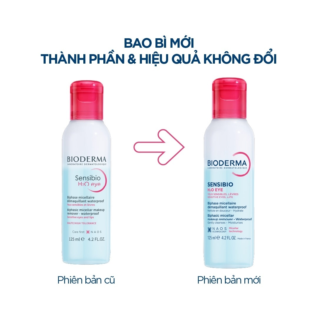 Nước Tẩy Trang 2 Lớp Dành Cho Mắt và Môi Bioderma Sensibio H2O Eye 125ml
