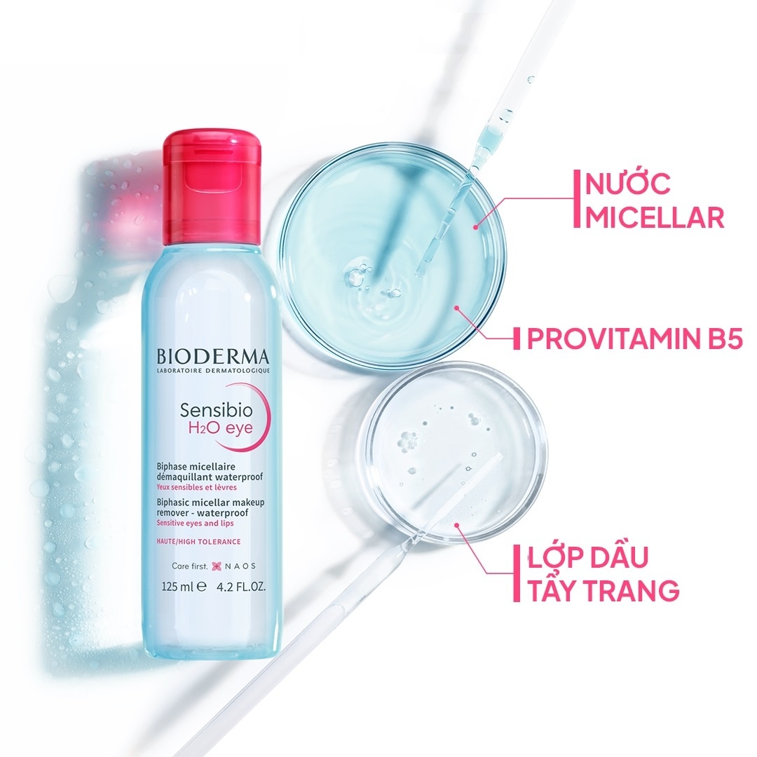 Nước Tẩy Trang 2 Lớp Dành Cho Mắt và Môi Bioderma Sensibio H2O Eye 125ml