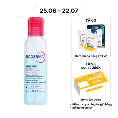 BIODERMA - Nước Tẩy Trang 2 Lớp Dành Cho Mắt và Môi Bioderma Sensibio H2O Eye 125ml