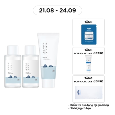 ROUND LAB Combo Round Lab 1025 Dokdo (Sữa Rửa Mặt 40ml+Nước Hoa Hồng 50ml+Sữa Dưỡng 50ml)
