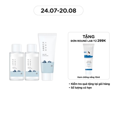 ROUND LAB Combo Round Lab 1025 Dokdo (Sữa Rửa Mặt 40ml+Nước Hoa Hồng 50ml+Sữa Dưỡng 50ml)