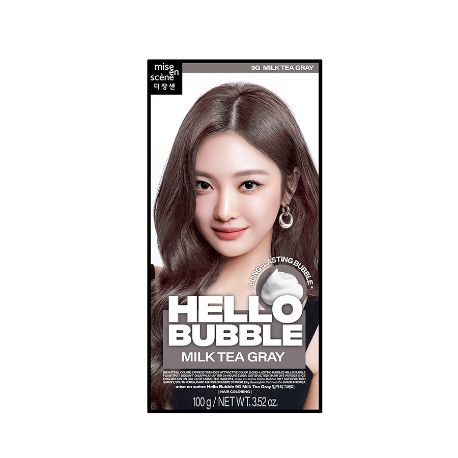 Bọt Kem Nhuộm Tóc mise en scène Hello Bubble 100g .#9G Milk Tea Gray Nâu Trà Sữa