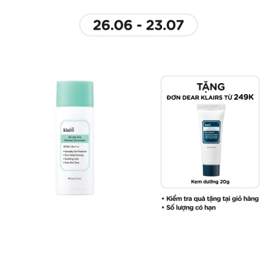 DEAR KLAIRS Kem Chống Nắng Dear Klairs All-day Airy Mineral Sunscreen SPF50+ PA++++ 60g