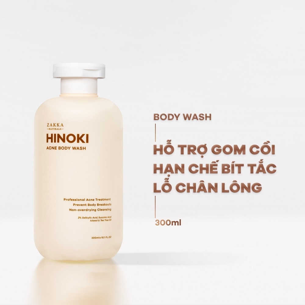 Sữa Tắm Zakka Naturals Hỗ Trợ Giảm Mụn Lưng Hinoki Acne 300ml