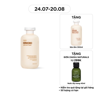 ZAKKA NATURALS Sữa Tắm Zakka Naturals Hỗ Trợ Giảm Mụn Lưng Hinoki Acne 300ml