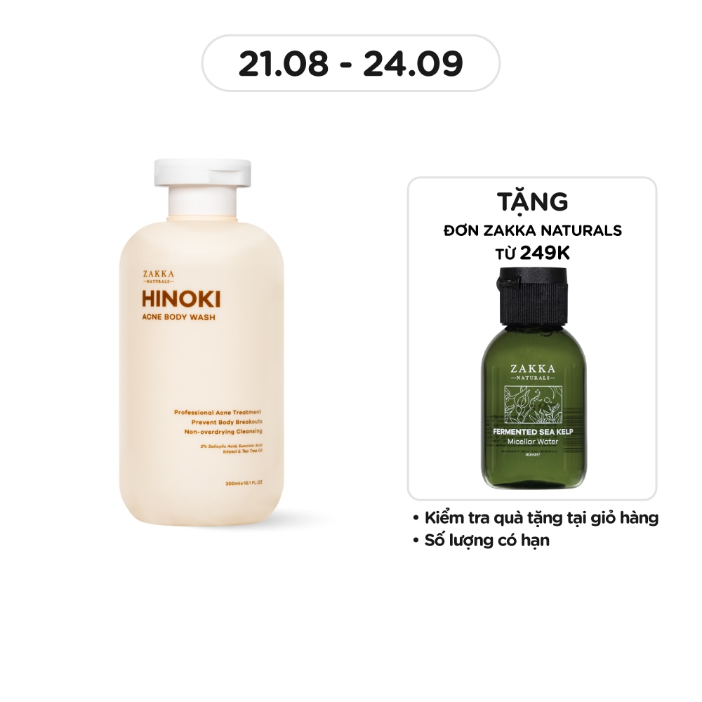 Sữa Tắm Zakka Naturals Hỗ Trợ Giảm Mụn Lưng Hinoki Acne 300ml