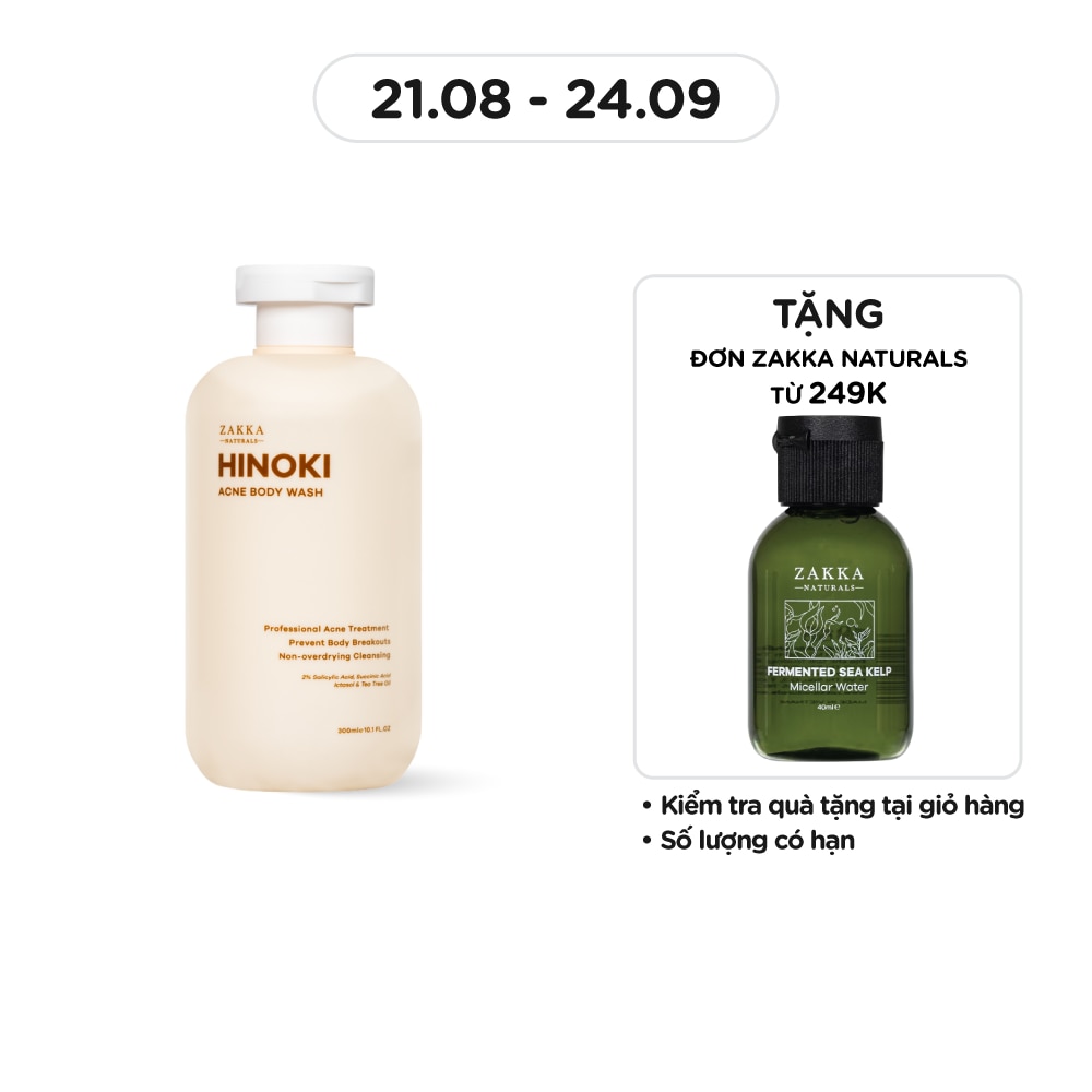 Sữa Tắm Zakka Naturals Hỗ Trợ Giảm Mụn Lưng Hinoki Acne 300ml