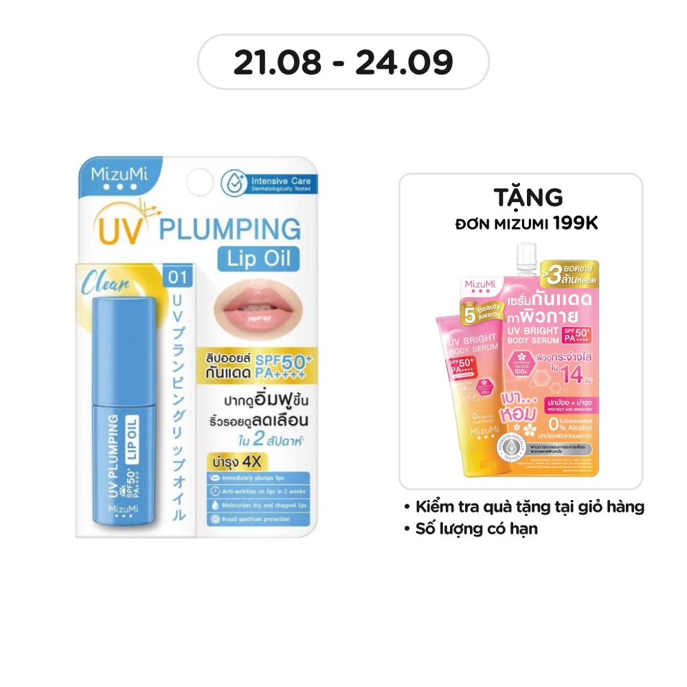 Son Dưỡng Môi Chống Nắng MizuMi UV Plumping Lip Oil SPF50+ PA++++ Clear 4g