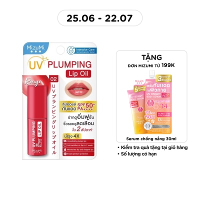 MIZUMI - Son Dưỡng Môi Chống Nắng MizuMi UV Plumping Lip Oil SPF50+ PA++++ Rouge 4g