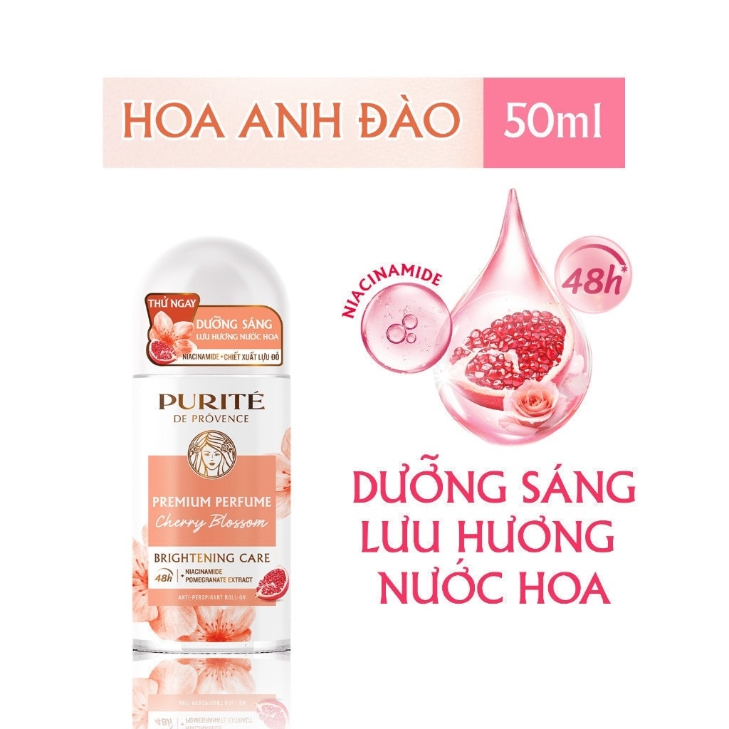 Lăn Khử Mùi Purité Dưỡng Sáng Hương Nước Hoa Cao Cấp Hoa Anh Đào 50ml