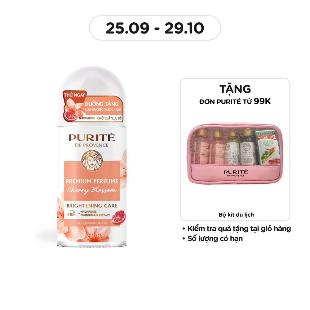Lăn Khử Mùi Purité Dưỡng Sáng Hương Nước Hoa Cao Cấp Hoa Anh Đào 50ml