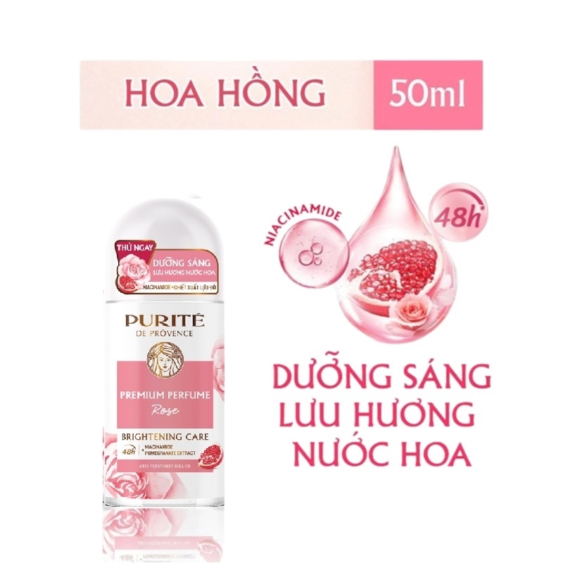 Lăn Khử Mùi Purité Dưỡng Sáng Hương Nước Hoa Cao Cấp Hoa Hồng 50ml