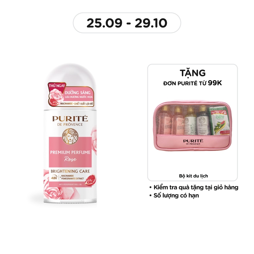 Lăn Khử Mùi Purité Dưỡng Sáng Hương Nước Hoa Cao Cấp Hoa Hồng 50ml