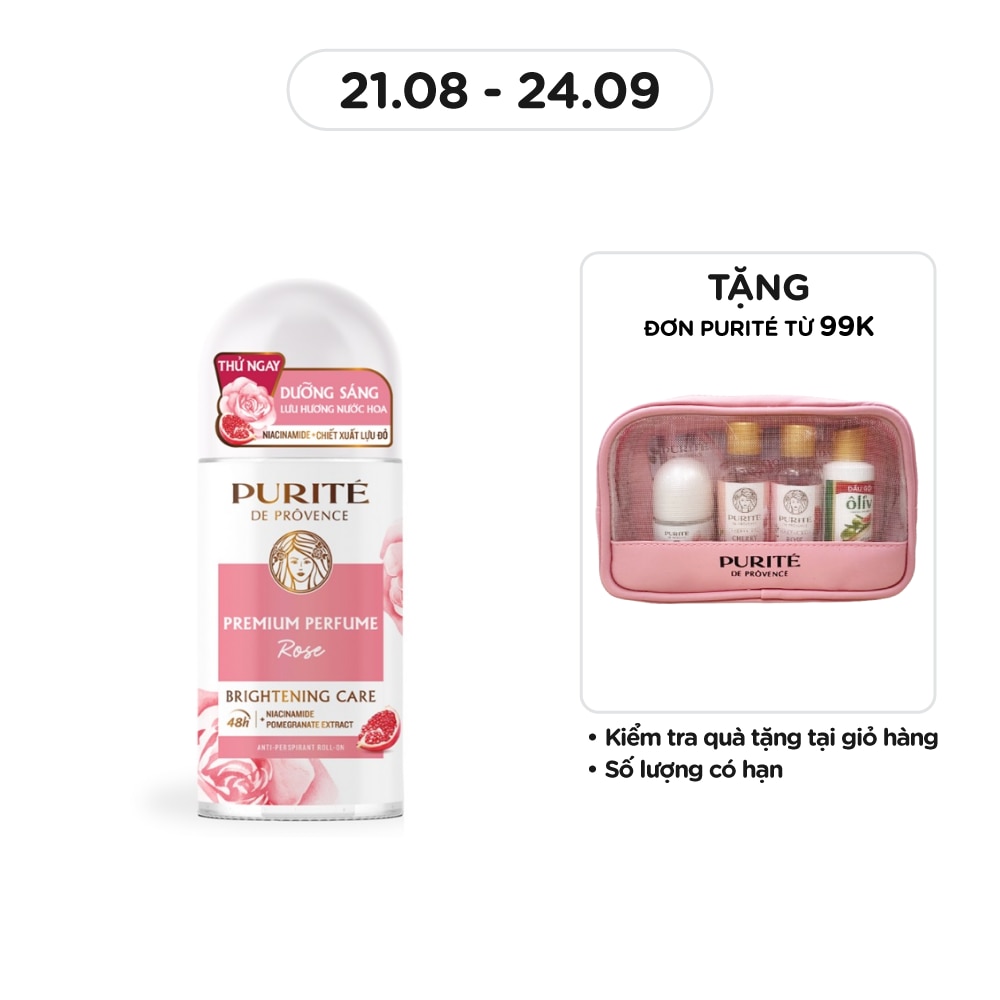 Lăn Khử Mùi Purité Dưỡng Sáng Hương Nước Hoa Cao Cấp Hoa Hồng 50ml