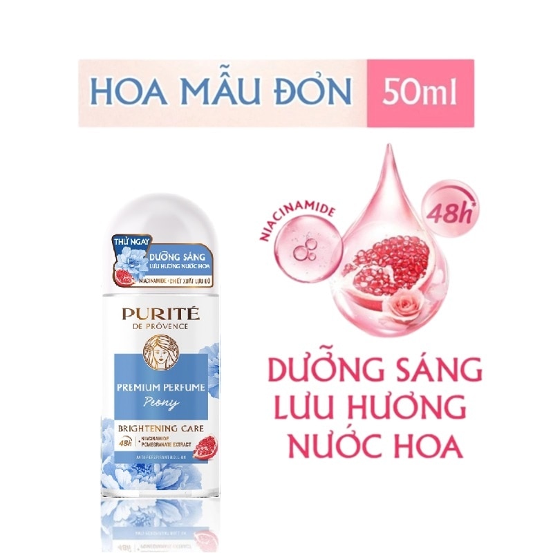 Lăn Khử Mùi Purité Dưỡng Sáng Hương Nước Hoa Cao Cấp Hoa Mẫu Đơn 50ml