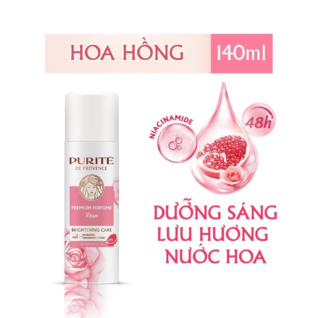 Purité Deodorant Spray Brightening Premium Perfume Rose Scent 140ml