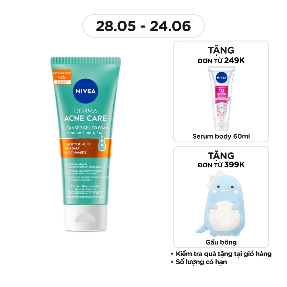 Derma Acne Care Cleanser Gel To Foam 90g