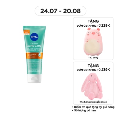 NIVEA Sữa Rửa Mặt Nivea Derma Acne Care Cleanser Gel To Foam 90g